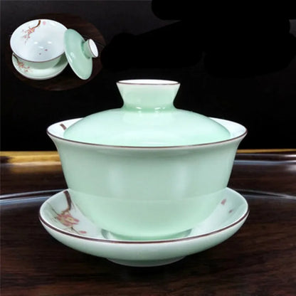 Jingdezhen-Large Tea Set, Blue and White Porcelain Tea Bowl, Celadon White Bone China, Sancai Cover Bowl, Tea Accessories