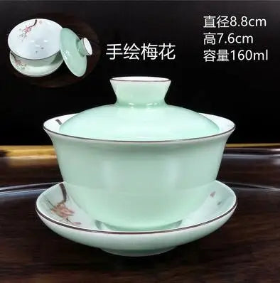 Jingdezhen-Large Tea Set, Blue and White Porcelain Tea Bowl, Celadon White Bone China, Sancai Cover Bowl, Tea Accessories