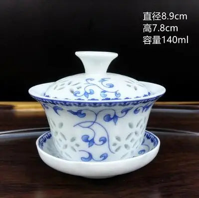 Jingdezhen-Large Tea Set, Blue and White Porcelain Tea Bowl, Celadon White Bone China, Sancai Cover Bowl, Tea Accessories