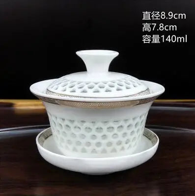 Jingdezhen-Large Tea Set, Blue and White Porcelain Tea Bowl, Celadon White Bone China, Sancai Cover Bowl, Tea Accessories
