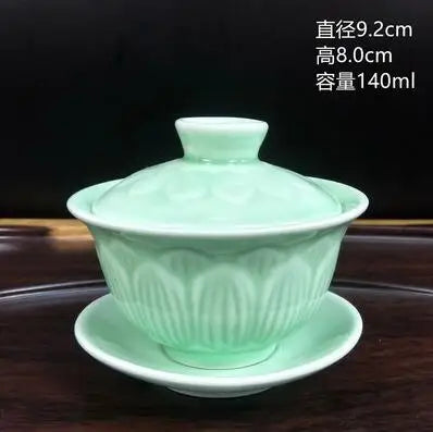 Jingdezhen-Large Tea Set, Blue and White Porcelain Tea Bowl, Celadon White Bone China, Sancai Cover Bowl, Tea Accessories