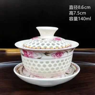 Jingdezhen-Large Tea Set, Blue and White Porcelain Tea Bowl, Celadon White Bone China, Sancai Cover Bowl, Tea Accessories