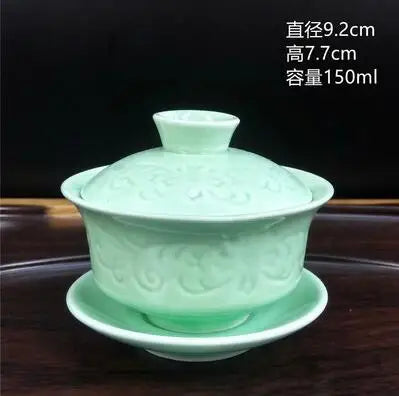 Jingdezhen-Large Tea Set, Blue and White Porcelain Tea Bowl, Celadon White Bone China, Sancai Cover Bowl, Tea Accessories
