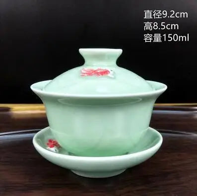 Jingdezhen-Large Tea Set, Blue and White Porcelain Tea Bowl, Celadon White Bone China, Sancai Cover Bowl, Tea Accessories