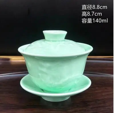 Jingdezhen-Large Tea Set, Blue and White Porcelain Tea Bowl, Celadon White Bone China, Sancai Cover Bowl, Tea Accessories
