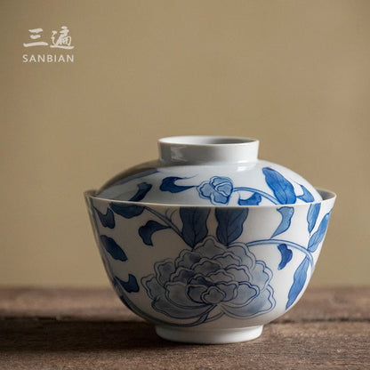 Jingdezhen National Style Hand-Painted Gaiwan Tea Ceremony Bowl Household Chinese Style Retro Kung Fu Tea Teaware Tea Making D