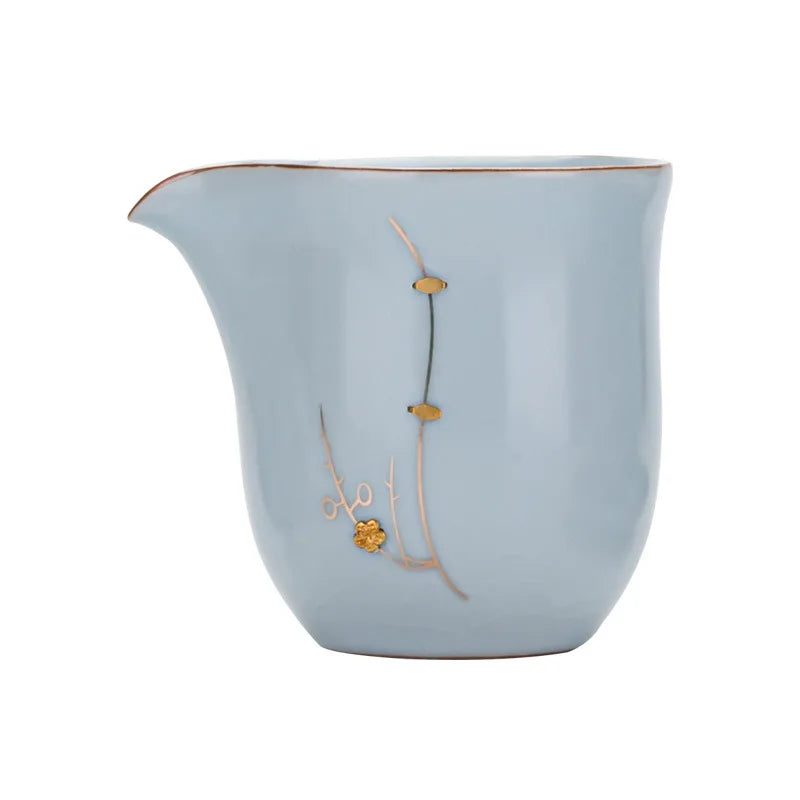 Jingdezhen Ru Kiln Tea Pitcher Ceramic Tea Pitcher Single Large Tea Pitcher Tea Pitcher Ru-Porcelain Gracked Glaze Tea Set