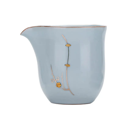 Jingdezhen Ru Kiln Tea Pitcher Ceramic Tea Pitcher Single Large Tea Pitcher Tea Pitcher Ru-Porcelain Gracked Glaze Tea Set