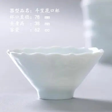 Jingdezhen-Shadow Carved Celadon Sancai Cover Bowl, Kungfu Tea Bowl, Single Gaiwan, Anti Scald Ceramic Tea Cup, Tea Set