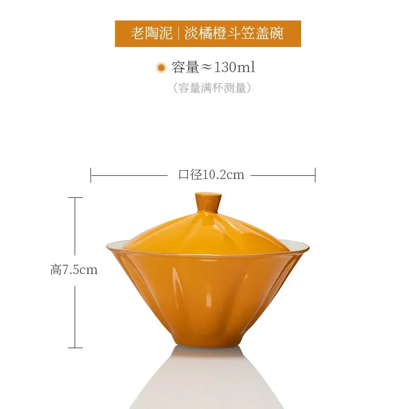Jingdezhen Tea Tureen Pottery Gaiwan On-glazed High Grade Ceramic Tea Cup Elegant Gongfu Teaware Authentic Retro Teacups