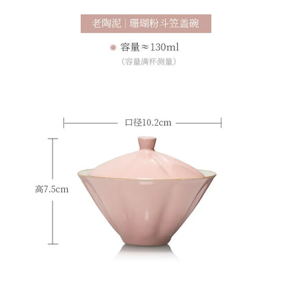 Jingdezhen Tea Tureen Pottery Gaiwan On-glazed High Grade Ceramic Tea Cup Elegant Gongfu Teaware Authentic Retro Teacups