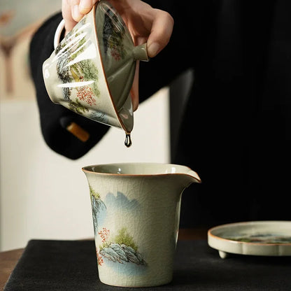 Jingdezhen Tea Tureen Pottery Gaiwan On-glazed High Grade Ceramic Tea Cup Elegant Gongfu Teaware Authentic Retro Teacups