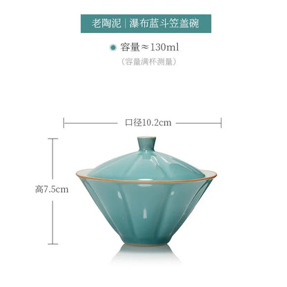 Jingdezhen Tea Tureen Pottery Gaiwan On-glazed High Grade Ceramic Tea Cup Elegant Gongfu Teaware Authentic Retro Teacups