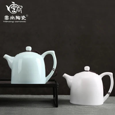 Jingdezhen White Porcelain Chaise Teapot Japanese Tea Ceremony Tea Home Office Kung Fu Da Hong Pao Black Teaware Free Shipping