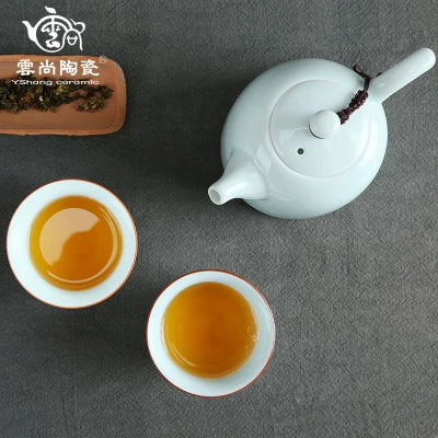 Jingdezhen White Porcelain Chaise Teapot Japanese Tea Ceremony Tea Home Office Kung Fu Da Hong Pao Black Teaware Free Shipping