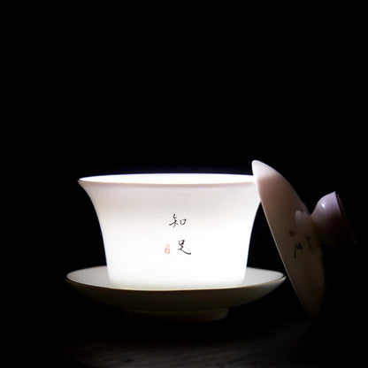 Jingdezhen White Porcelain Gaiwan Home with Cover Teacup Tea Bowl Chinese Ceramic Tea Set Handmade Tea Maker Boutique Drinkware