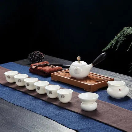 Jingdezhen White Porcelain Teaware Sets Exquisite Ceramic Teapot Kettles Tea Cup Chinese Kung Fu Tea Set Drinkware Free Shipping