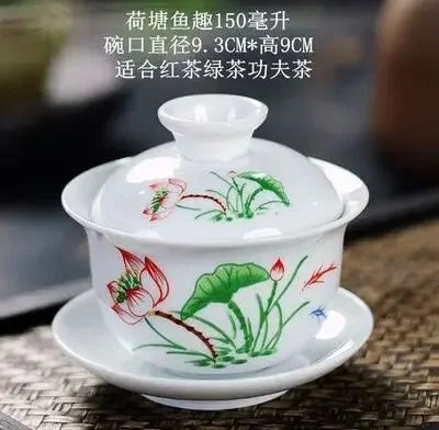 Jingdezhen-blue and white ceramic bowl, large gaiwan, eight treasure tea bowl, household cover