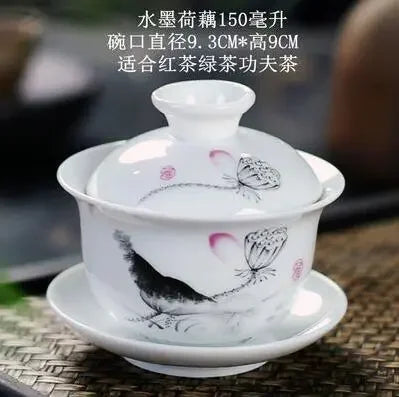 Jingdezhen-blue and white ceramic bowl, large gaiwan, eight treasure tea bowl, household cover
