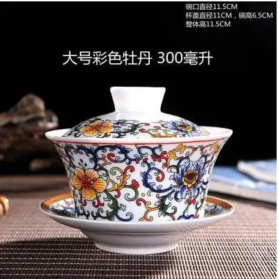 Jingdezhen-blue and white ceramic bowl, large gaiwan, eight treasure tea bowl, household cover