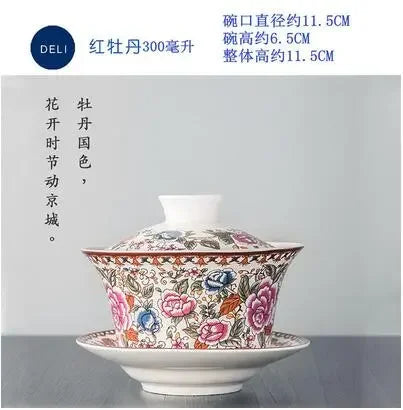 Jingdezhen-blue and white ceramic bowl, large gaiwan, eight treasure tea bowl, household cover