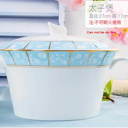 Jingdezhen ceramics tableware Dish Rice Bowl Soup Bowl Salad Noodles Bowl Plate Dinnerware Sets Kitchen Soup Pot Tableware