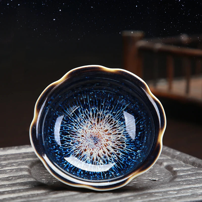 Jingdezhen porcelain tea cup Tian Mu fine glaze kiln change unique cup of tea for Pu'er tea Chinese kungfu tea cups collection