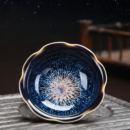 Jingdezhen porcelain tea cup Tian Mu fine glaze kiln change unique cup of tea for Pu'er tea Chinese kungfu tea cups collection