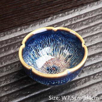 Jingdezhen porcelain tea cup Tian Mu fine glaze kiln change unique cup of tea for Pu'er tea Chinese kungfu tea cups collection
