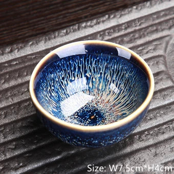 Jingdezhen porcelain tea cup Tian Mu fine glaze kiln change unique cup of tea for Pu'er tea Chinese kungfu tea cups collection