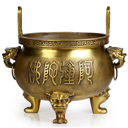 Jishanyuan Buddha-word stove pure copper incense burner Buddhism fitting buddhist supplies Amitabha bibcock tripod round tripod
