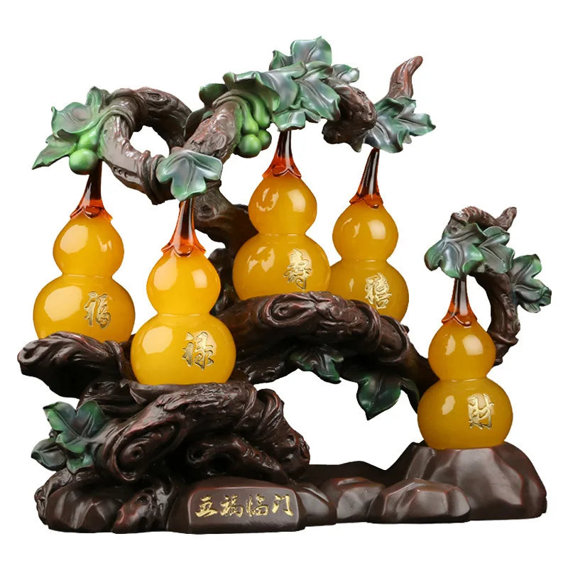 Jishanyuan Wholesale Resin Gourd Ornaments Fulu Double Blessing Gourd Home Shop Desk Office Decoration