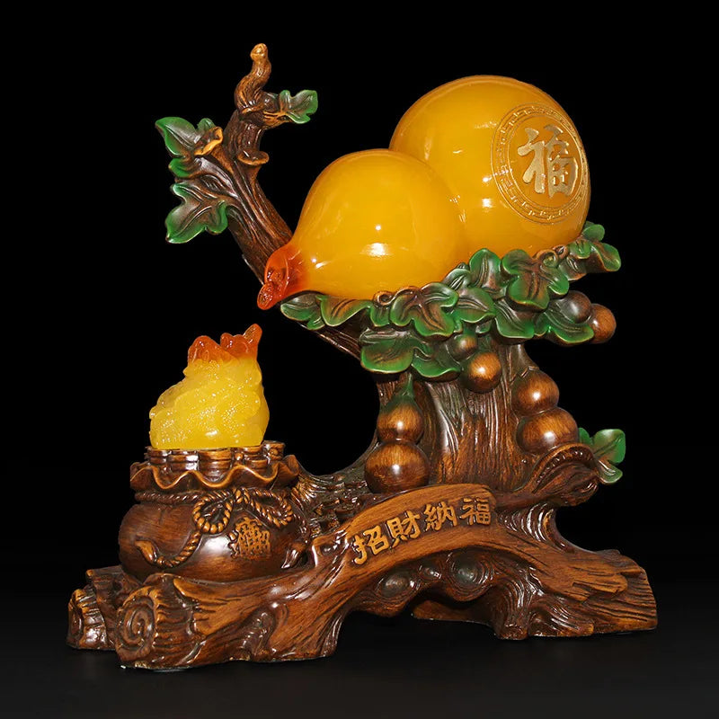 Jishanyuan Wholesale Resin Gourd Ornaments Fulu Double Blessing Gourd Home Shop Desk Office Decoration