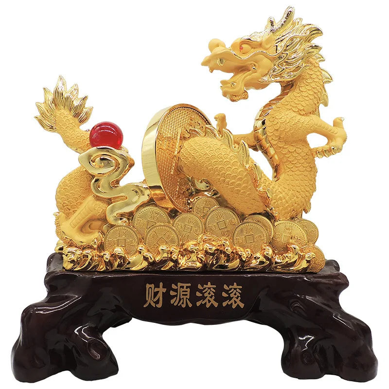 Jishanyuan factory wholesale resin dragon ornaments living room home showcase office porch dragon grab beads decorative gifts