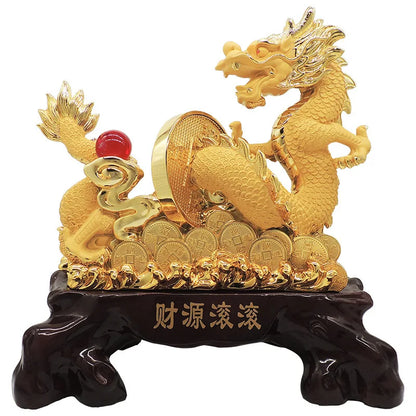 Jishanyuan factory wholesale resin dragon ornaments living room home showcase office porch dragon grab beads decorative gifts
