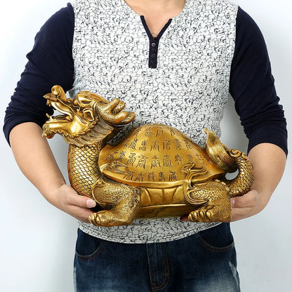 Jishanyuan manufacturer wholesales pure copper dragon turtle ornaments, longevity dragon turtle gifts for the elderly