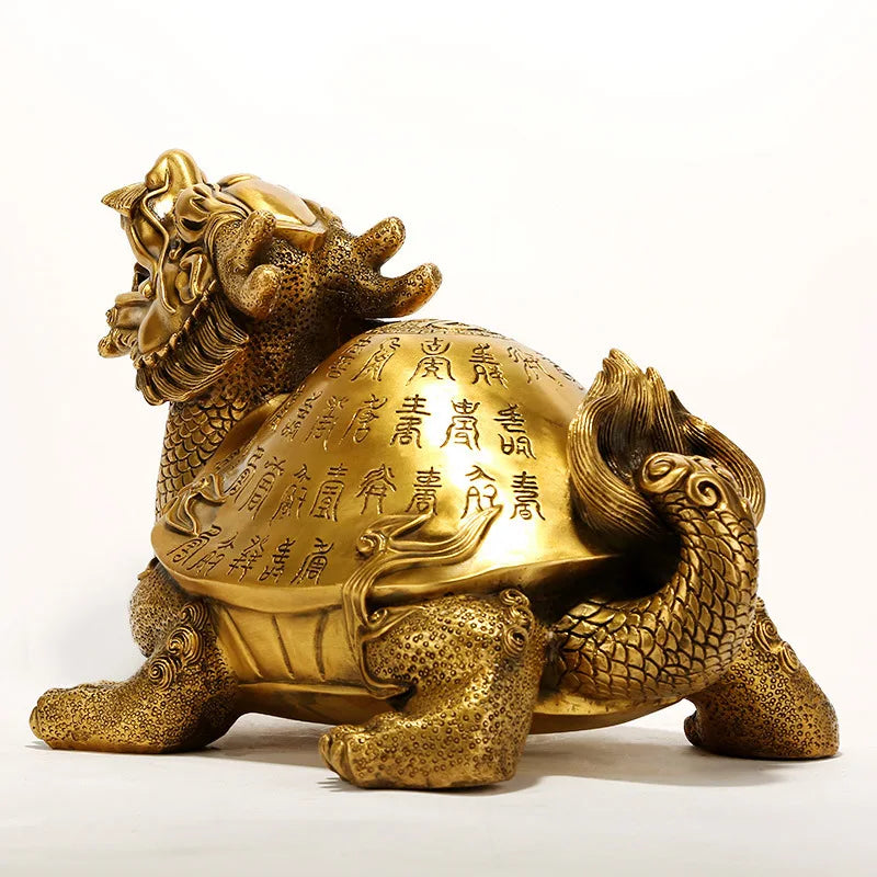 Jishanyuan manufacturer wholesales pure copper dragon turtle ornaments, longevity dragon turtle gifts for the elderly