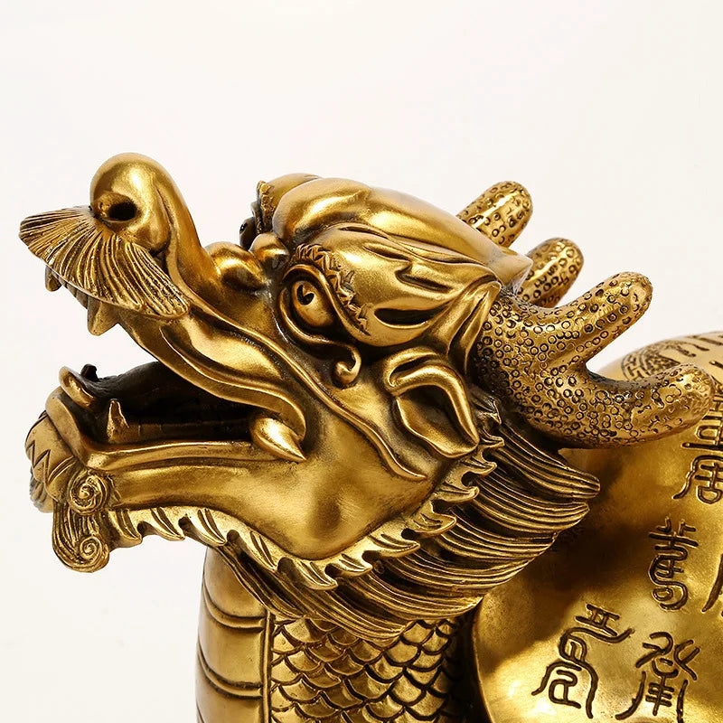 Jishanyuan manufacturer wholesales pure copper dragon turtle ornaments, longevity dragon turtle gifts for the elderly