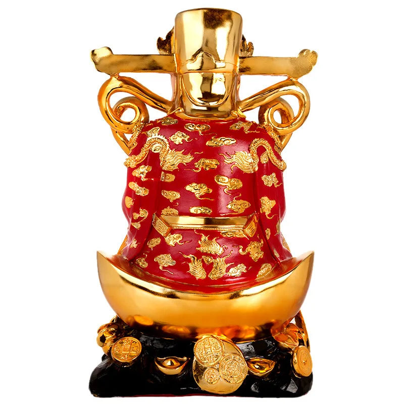 Jishanyuan wholesale resin painted wood grain God of wealth ornaments Yuanbao God of wealth Buddha Hall store company worships