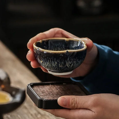 Junyao Tianmu Tea Cup Jingdezhen Kiln Glazed Tea Cup Kung Fu Tea Set glass Master's Cup 2pcs/lot cups