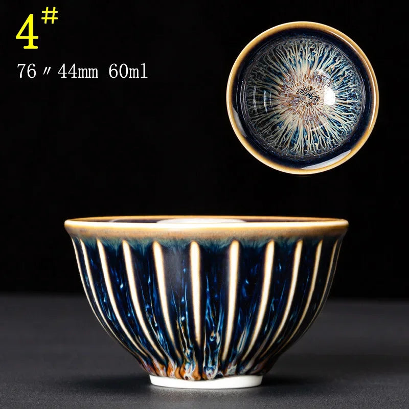 Junyao Tianmu Tea Cup Jingdezhen Kiln Glazed Tea Cup Kung Fu Tea Set glass Master's Cup 2pcs/lot cups