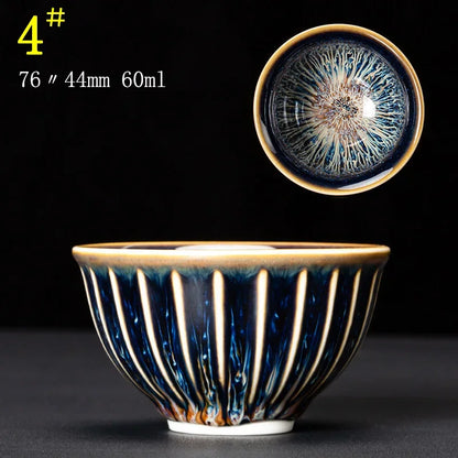 Junyao Tianmu Tea Cup Jingdezhen Kiln Glazed Tea Cup Kung Fu Tea Set glass Master's Cup 2pcs/lot cups