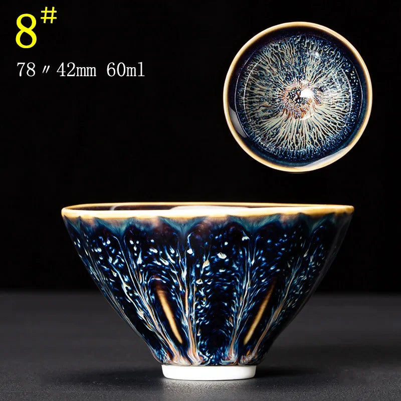 Junyao Tianmu Tea Cup Jingdezhen Kiln Glazed Tea Cup Kung Fu Tea Set glass Master's Cup 2pcs/lot cups