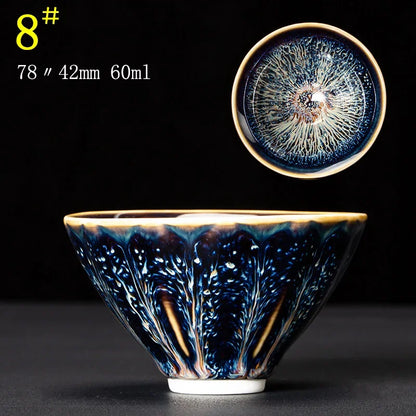 Junyao Tianmu Tea Cup Jingdezhen Kiln Glazed Tea Cup Kung Fu Tea Set glass Master's Cup 2pcs/lot cups