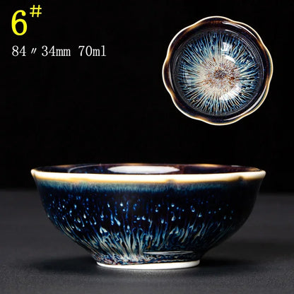 Junyao Tianmu Tea Cup Jingdezhen Kiln Glazed Tea Cup Kung Fu Tea Set glass Master's Cup 2pcs/lot cups