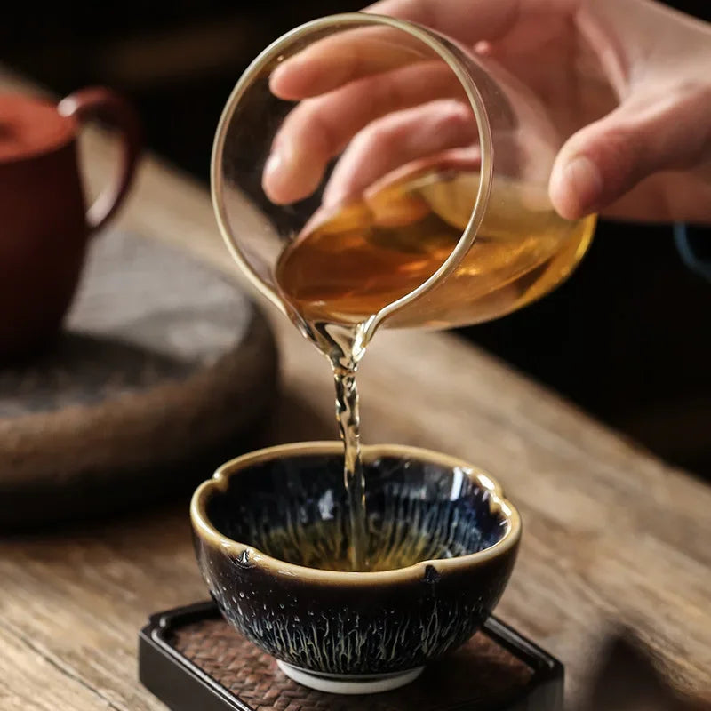 Junyao Tianmu Tea Cup Jingdezhen Kiln Glazed Tea Cup Kung Fu Tea Set glass Master's Cup 2pcs/lot cups
