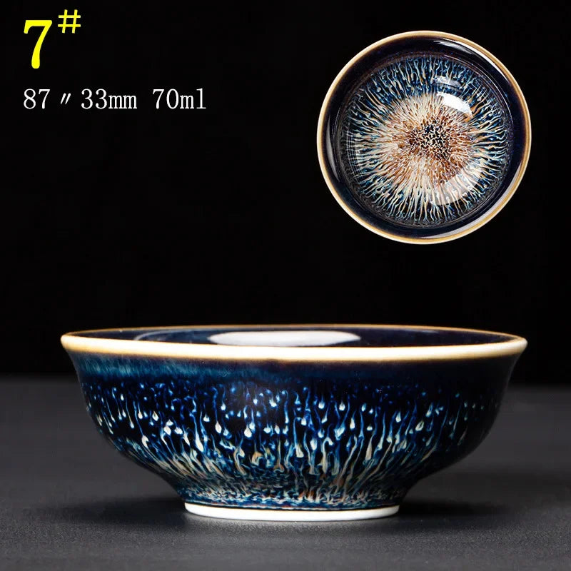 Junyao Tianmu Tea Cup Jingdezhen Kiln Glazed Tea Cup Kung Fu Tea Set glass Master's Cup 2pcs/lot cups