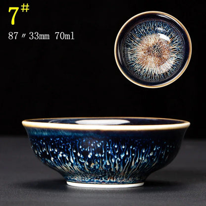 Junyao Tianmu Tea Cup Jingdezhen Kiln Glazed Tea Cup Kung Fu Tea Set glass Master's Cup 2pcs/lot cups