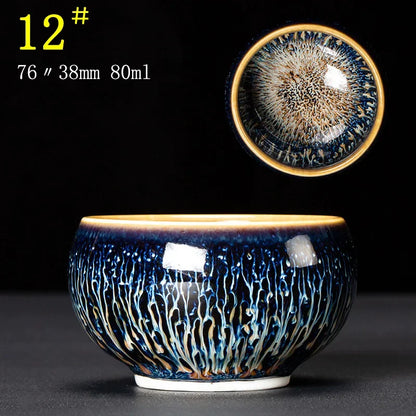 Junyao Tianmu Tea Cup Jingdezhen Kiln Glazed Tea Cup Kung Fu Tea Set glass Master's Cup 2pcs/lot cups