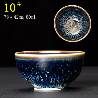 Junyao Tianmu Tea Cup Jingdezhen Kiln Glazed Tea Cup Kung Fu Tea Set glass Master's Cup 2pcs/lot cups